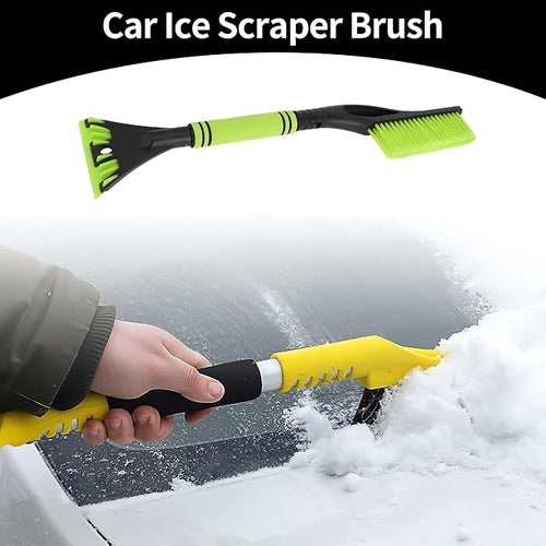 1pc 60x11cm Universal Car Ice Scraper Brush with Broom - SUV Snow Frost Remover for Car Truck RV Windscreen Side Window Anti Crash - Plastic Green Snow Shoveling Defrost Clearing
