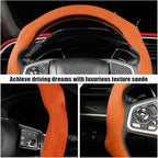 Mandark Car Steering Wheel Cover, Suede Sport Vehicle Steer Wheel Protector Fitting 15 Inch, Non-Slip Comfortable Automotive Interior Decoration Accessories, Universal for Most Cars (Orange)