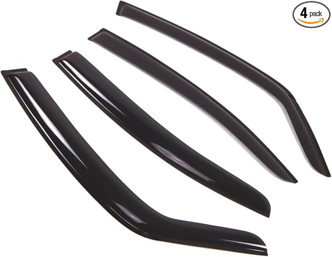 Outside Mount Window Vent Visors Rain Guards Compatible with Suzuki SX4 2008-2010 | Side Window Wind Deflectors Rain Shields | Smoke Tinted, 4 Pcs Set, DGWV-402