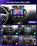 2+64GB for Kia Soul 2014 2015 2016 2017 (Manual A/C) Android Car Stereo Wireless Carplay Android Auto 9 Inch Touchscreen Car Radio GPS Navigation WiFi Bluetooth FM EQ+Backup Camera