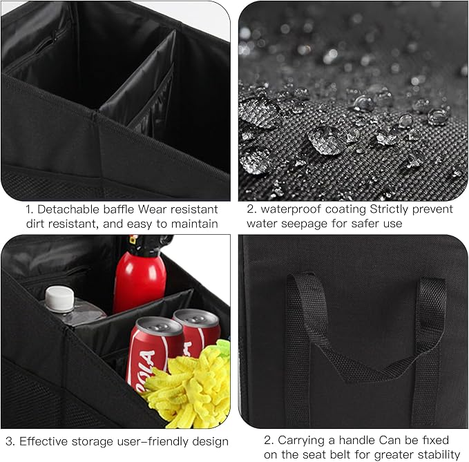 Trunk Organizer - Car Seat Organizer Front or Backseat Organizer for Travel, 16L Waterproof Foldable Car Organizer for SUV & Sedan, 1680D Oxford Polyester (cream-colored)