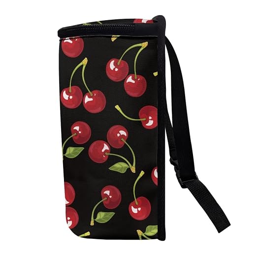 Black Cherry Pattern Car Trash Can with Lid, Leak Proof Auto Trash Bag Hanging Vehicle Garbage Can Multipurpose Storage Container for Back Seat Road Trip