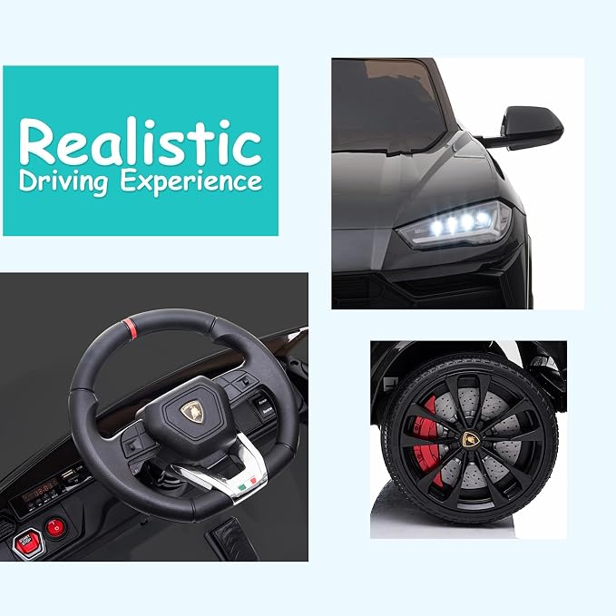 Electric Car for Kids 12V Licensed Lamborghini Ride On Car with Remote Control,Max Speed 2.5Mph,LED Lights,Music Players,Opening Doors,Spring Suspension,Toddler Cars to Drive (Black)