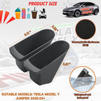Front Door Trash Cans for 2026 Tesla Model Y Juniper Interior Accessories | Waterproof and Leak-proof Dustbin Garbage Organizer, Portable Small, Durable TPE, Easy to Clean Detachable - 2 Pack