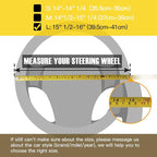 Steering Wheel Covers Universal 15.75 inch - Genuine Leather, Breathable, Anti Slip & Odor Free (Black with Blue Lines, L(15" 1/2-16"))