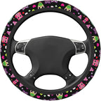 Cartoon Colorful Owl Steering Wheel Cover Auto Steering Wheel Protector Anti-Slip Breathable and Sweat Absorption Universal Car Accessories15 inch Fit Auto SUV Sedan Vans Trucks