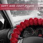 Sun Walker Fluffy Car Steering Wheel Cover, Soft Plush Anti-Slip Steering Wheel Protector for Warm Winter, Fuzzy Comfortable Wheel Cover Auto Interior Accessories for Women Girl (Red)