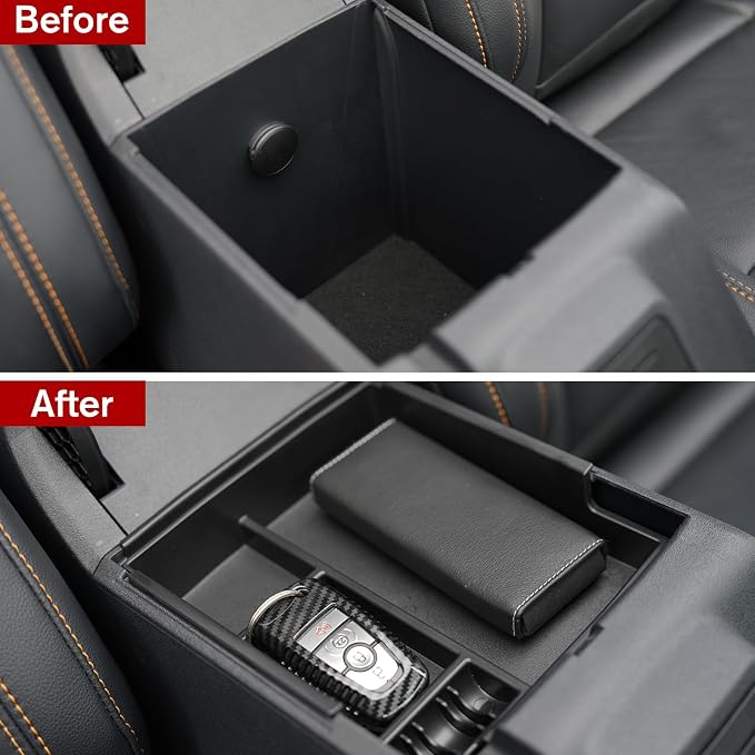 Center Console Organizer Tray Ford Bronco Tray Compatible For Ford Bronco 2021-2024 2/4 Doors (Not for Sport & 2025) Accessories, Center Armrest Storage Box Upper and Lower, 2PCS