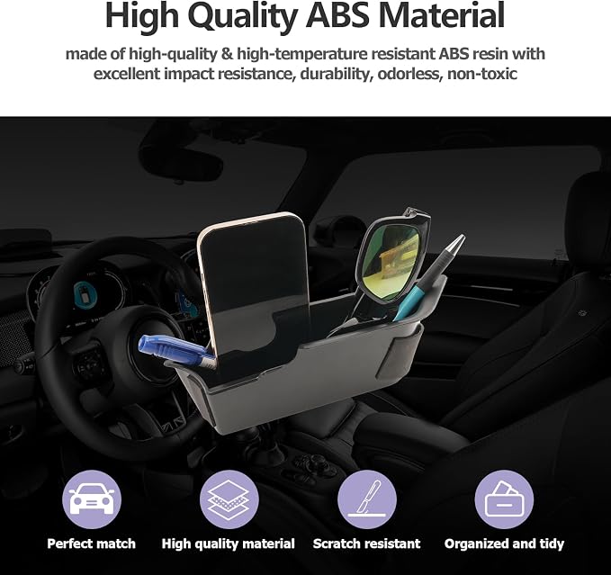 for 2024 Mini Cooper F56 Organizer Front Door Side Storage Box Door Side Organizer Grab Tray 2015-2024 Mini Cooper Countryman Armrest Phone Container Accessories 2PCS