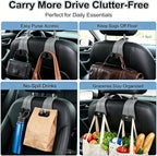 CHOSMOYI Leather Car Purse Hook for Headrest, 2 Pack Seat Back Organizer for Handbags, Groceries & Essentials, Heavy Duty Car Accessories (Grey)