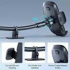 Phone Mount for Car [6.2in Flexible Arm] Cell Phone Holder for Windshield Dashboard [Washable Strong Suction] Automotive Accessories Car Mount for iPhone Android Smartphone Universal Cradles