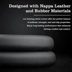 Car Leather Steering Wheel Cover - Panapi Material, Universal 14.5-15 Inch Leather Anti-Slip Breathable Auto Steering Wheel Covers for Men Women (Nappa Leather - Tricolor Stripes)