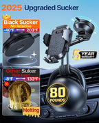 YRU True Upgrade for Safety Car Phone Holder Mount Patent & Military-Grade Dashboard Cell Phone Holder for Car Vent Windshield Phone Stand for iPhone 17 16 15 14 13 Pro Max Truck Samsung, Matte Black