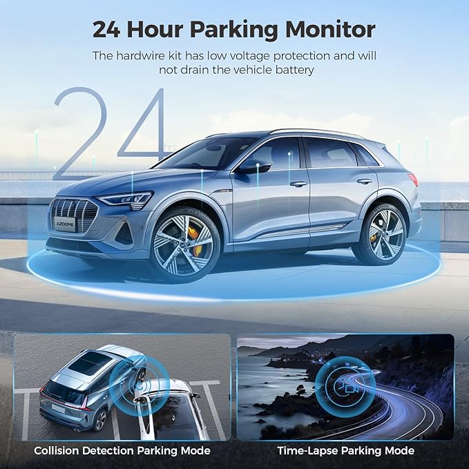 M01 Dual Dash Cam Front and Rear with Free 64GB Card, 3" Screen Dual Dashboard Camera for Car, Built-in ADAS G-Sensor, 24H Parking Mode Car Camera (M01 Pro)