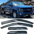 Window Visors Rain Guards for Chevy Silverado/GMC Sierra 1500 2500HD 3500HD | Extended Cab,2014-2018, Window Deflectors, Vent Visor, Sun Shades, Dark Smoke, Truck Accessories