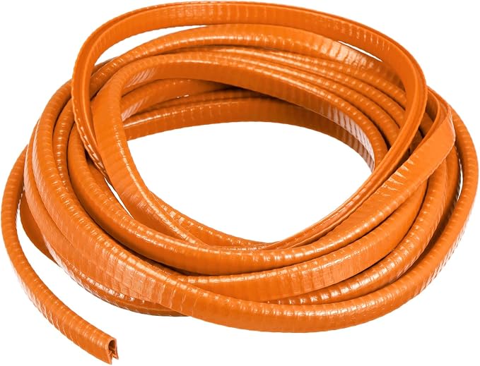 U Channel Edge Trim, 16.4ft Length Rubber Guard Seal Strip Edge Protector Fit for 1-2.5mm Edge, (15/64" W x 25/64" H) Orange
