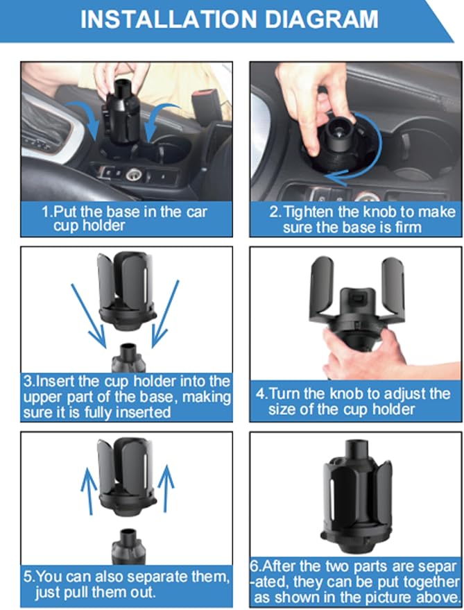 Universal Golf Cart Cup Holder Expander, Adjustable Base & Holder for 1lb Tank, Various Sized Water Bottles & Tumblers, Compatible with EZGO, Club Car, Yamaha, Golf Cart Accessories