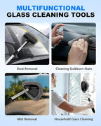 5 Pack Microfiber Windshield Cleaning Pads, Replacement Heads Cover for Windshield Cleaner Tools, Cleaning Tool Bonnets Fits Window Reach Tool, Washable & Reusable Handle Not Included (Grey)