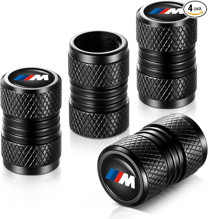 Tire Valve Stem Caps, Compatible with BMW M Series Stem Cap Universal Car Air Cover Car Accessories for Cars, SUV, Truck, Motorcycles 4pcs （Black）