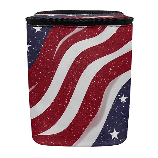 American Flag Star Print Car Trash Can with Lid, 4th of July Leak Proof Auto Trash Bag Hanging Vehicle Garbage Can Multipurpose Storage Container for Back Seat Road Trip