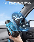 Cordless Tire Inflator Portable Air Compressor, 21V 150PSI Fast Inflation Handheld Air Pump with 20000Pa Vacuum, Dual Rechargeable Battery, Auto Shut Off, Digital Gauge, LED Light for Car, Bike