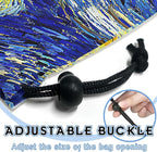 Car Trash Bag Hanging Back of Seat Waterproof Small Cute Printed One-Handed Strap Drawstring Garbage Bags for Car-Starry Night
