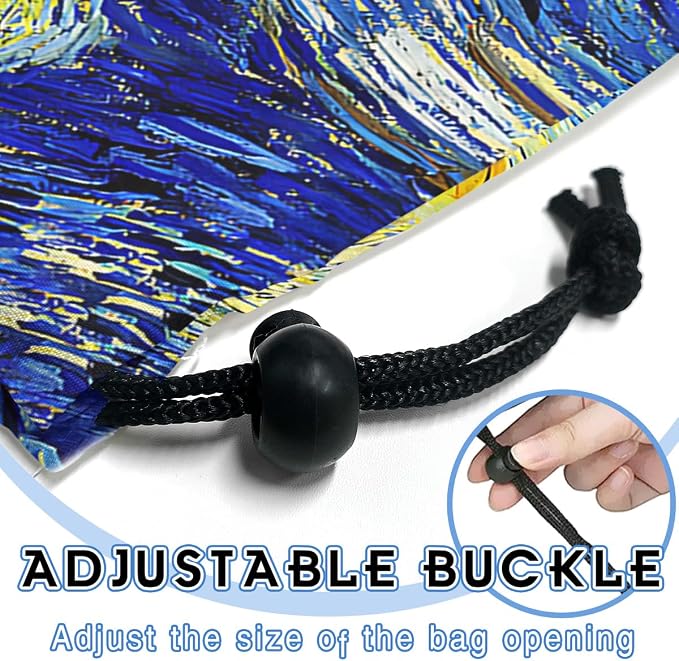 Car Trash Bag Hanging Back of Seat Waterproof Small Cute Printed One-Handed Strap Drawstring Garbage Bags for Car-Starry Night