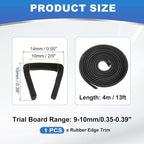 2/5" 13FT Rubber Edge Trim, Flexible U Channel Edge Guard Protector for Keen Edge Sheet Metal Car Doors Hatches Table Corners, Black