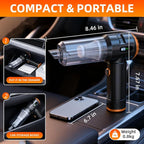 Handheld Vacuum Cleaner Cordless, 23000Pa Powerful Car Mini Vacuum Cleaner, Rechargeable Portable Lightweight dust Catcher for Home Car Carpet Stairs Pet Hair Deep Cleaning（Black-Orange）