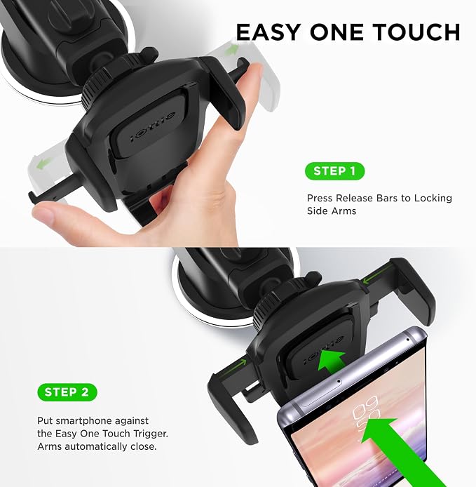Easy One Touch Classic Dash & Windshield Universal Car Mount Phone Holder Desk Stand for iPhone, Samsung, LG, Moto and other Smartphones