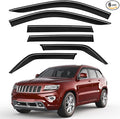 6pcs Outside-Mount Window Rain Guards Fit for 2011-2021 Jeep Grand Cherokee, Extra Durable Window Visors Wind Deflector Dark Smoke Vent Shades Car Tape-on 6-pcs with Thicker