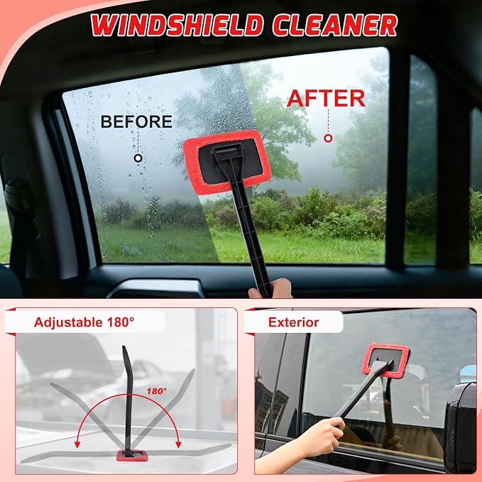 15PCS Car Detailing Kit Auto Cleaning Tools Wash Set with Storage Carry Bag Beginners Easy to Use for Interior Exterior Car Care Clean Windshield Dashboard Seat Air Vents Wheels Tires, Red