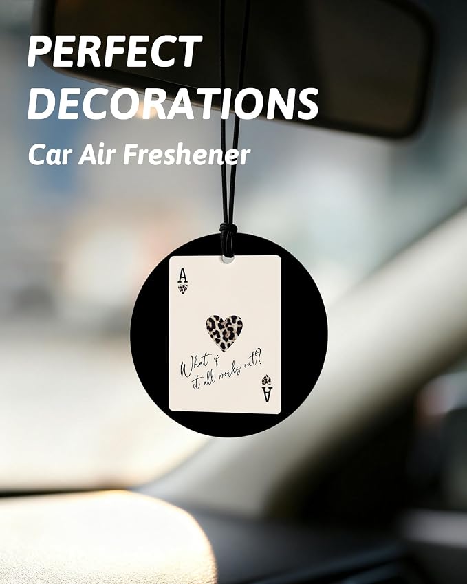Leopard Print Orange Car Air Freshener 4 Pcs, Inspirational Cheetah Lips Lucky 8 Ball Round Hanging Air Freshener for Cars Closet Drawer Books, Girly Y2k Car Accessories Mirror Decor for Women