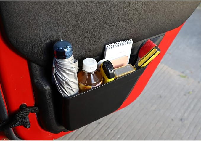 Rear Door Net Pocket Storage Box for Jeep Wrangler 4-Door 2011-2017 | JKU Extra Interior Storage, ABS Plastic, Clip On Installation, Space Saving Organizer, Secure Fit Design 2pcs