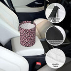 Car Trash Bag Leopard Print Pink Hanging Back of Seat Car Portable Trash Bag Leopard Print Pink Waterproof One-Handed Portable Strap Drawstring Garbage Bags 2 Pieces Car Coasters