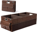 Trunk Organizer for Car, 12 Pockets Sturdy Car Organizer for SUV, Non-Slip Bottom, Storage Organizer for Sedans, Van, Jeep, Grocery, Large 3 Compartments, Brown Vintage 32"×13"×10.6"