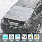 Car Rear Windshield Snow Ice Cover, Windproof Rear Windscreen Snow Cover with 2 Elastic Hooks, 4 Magnets, All-Weather Waterproof Winter Ice Frost Snow Protector for Most Sedans Cars