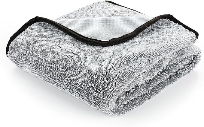 Slim Dryer Towel - Ultra-Absorbent Korean Microfiber, Suede Edge, Car Drying Towel. 25" x 35" Grey