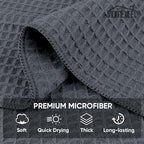 Waffle Weave Microfiber Towel, 10 Pack Lint Free Cleaning Rags, 12 x 12 Inches Barista Towels, Reusable Microfiber Cleaning Cloth for Household, Kitchen, Glass and Window, Grey