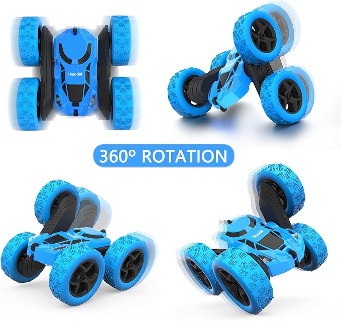 Remote Control Car for Kids, 360° Rotating RC Stunt Car Double-Sided 4WD Electric Vehicle with LED Lights, 2.4GHz Rechargeable Toy Cars for Boys Girls Age 6 7 8 9 10 11 12, Birthday Gift