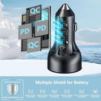 USB C Car Charger, 4-Port 90W Dual USB-C + USB-A Car Power Adapter, 4 in 1 PD/QC Type-C Fast Car Charging Cigarette Lighter for iPhone 17 17 Pro Max 16 15 14 13 12 11/Galaxy S25 S26/Pixel/iPad