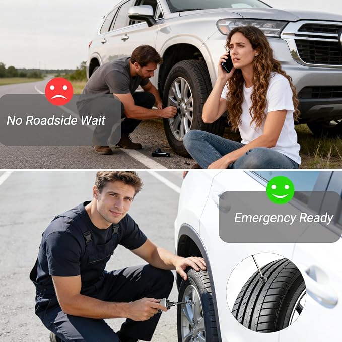 29PCS Tire Repair Rubber Nail Kit, Premium Spiral Screw-in Tire Plugs with 2 Sizes, Tire Repair Kit Emergency Roadside Flat Tire Fix Tool for Car Truck Motorcycle Tractor ATV SUV