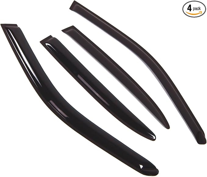 Outside Mount Window Vent Visors Rain Guards Compatible with Mazda 626 1997-2002 | Side Window Wind Deflectors Rain Shields | Smoke Tinted, 4 Pcs Set, DGWV-309