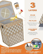 Car Trash Can with Lid, Cute Leakproof Car Trash Garbage Bag Hanging Vehicle Trash Bin Small Portable Automotive Garbage Cans Organizer for Back/Front Seat(Trapezoid,Khaki Checkered)