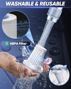6 in 1 Car Vacuum Cleaner, 20000PA Handheld Vacuum Cordless Rechargeable 7800mAH with Type-C Reverse Charging, Window Breaker and Seatbelt Cutter for Car,Office and Home Cleaning,SW102 Blue Gray