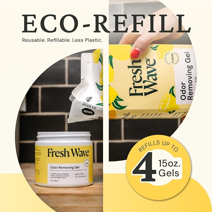 Lemon Odor Removing Gel, 15 oz. | Odor Absorbers for Home | Safer Odor Relief | Natural Plant-Based Odor Eliminator | Every 15 oz. lasts 30-60 Days | For Cooking, Trash & Pets