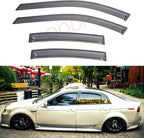 4pcs Front+Rear JDM Smoke Sun/Rain Guard Outside Mount Tape-On Window Visors Compatible with 04-08 Acura TL