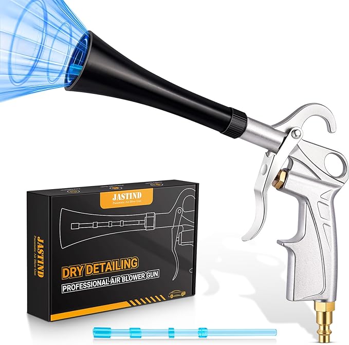 Tornado Car Cleaning Gun, Powerful Dry Car Detailing Air Gun Blower with Replacement Blasting Tube, Brass 1/4 IN NPT Quick Connector, Metal Air Blaster for Air Compressor Attachments