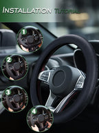 Car Steering Wheel Cover, Non-Slip Silicone Material, Multiple Color Choices, Universal Auto Parts Steering Wheel Cover, Suitable for Most Cars (Black2PCS)