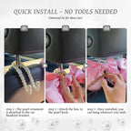 2 PCS Bow Pearl Car Seat Headrest Hook – Cute Purse Hook for Car, Girly Interior Decoration Accessories Hook Hanger, Seatback Holder for Purses & Bags, Elegant Car Organizer (Moonlight Grey)